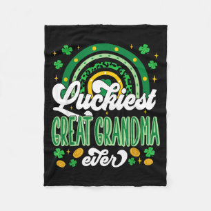 Luckiest Great Grandma Ever Shamrocks Lucky St Fleece Blanket
