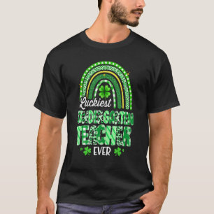 Luckiest Kindergarten Teacher Ever Rainbow St Patr T-Shirt