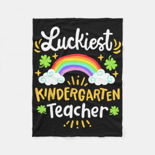 Luckiest Kindergarten Teacher St Patricks Day Scho Fleece Blanket