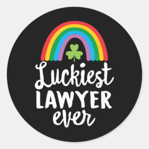 Luckiest Lawyer Ever St Patrick Day Shamrocks Classic Round Sticker
