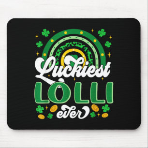 Luckiest lolli shamrocks lucky st patrick's day mouse pad