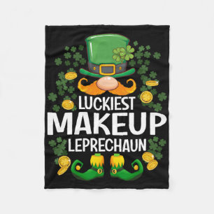 Luckiest Makeup Leprechaun St Patricks Day Party Fleece Blanket