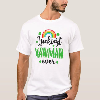 Luckiest Mawmaw Ever St.Patrick's Day Rainbow Clov T-Shirt