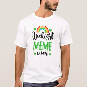Luckiest Meme Ever St.Patrick's Day Rainbow Clover T-Shirt
