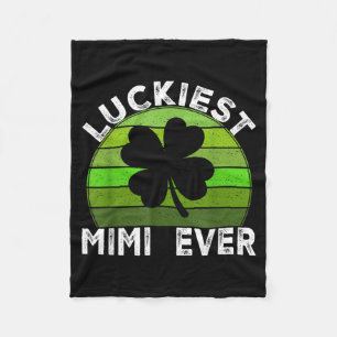 Luckiest Mimi Ever Shamrocks Lucky St Patricks Day Fleece Blanket