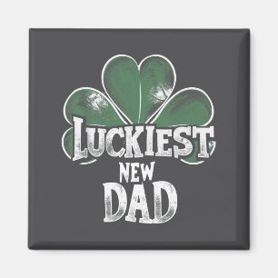 Luckiest New Dad Shamrock St Patricks Day Saint Pa Magnet