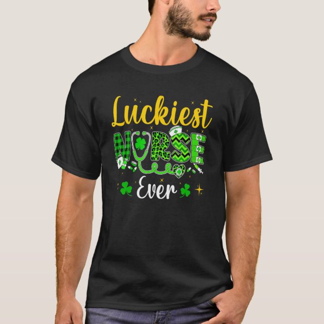 Luckiest Nurse Ever Buffalo Plaid Nurse Life St Pa T-Shirt (Front)