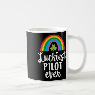 Luckiest Pilot Ever St Patrick Day Shamrocks Coffee Mug