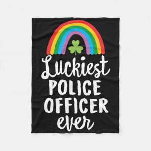 Luckiest Police Officer Ever St Patrick Day Shamro Fleece Blanket