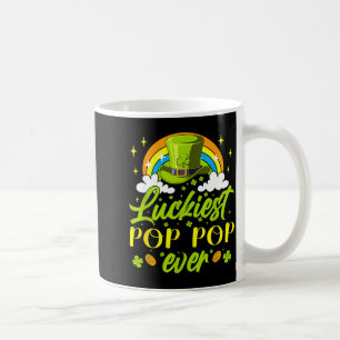 Luckiest pop pop shamrocks lucky st patrick's day coffee mug