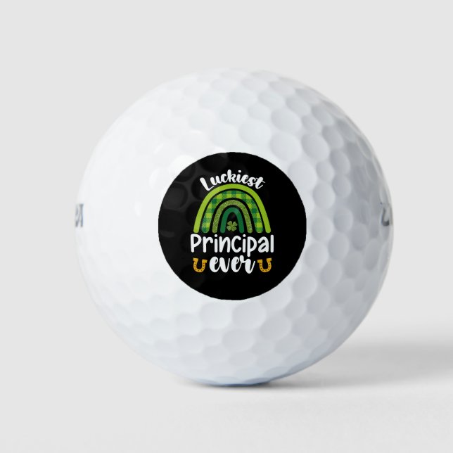 Luckiest Principal Ever School St Patrick's Day Golf Balls (Front)
