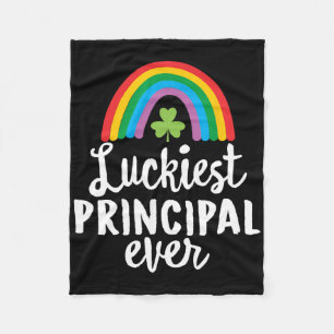 Luckiest Principal Ever St Patrick Day Shamrocks Fleece Blanket