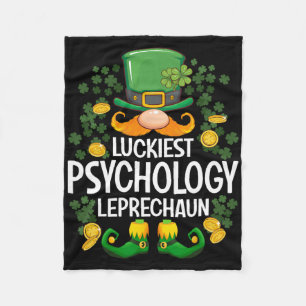 Luckiest Psychology Leprechaun St Patricks Day Par Fleece Blanket