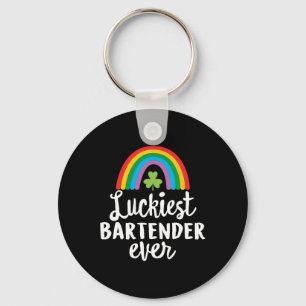 Luckiest Rtender Ever St Patrick Day Shamrocks Key Ring