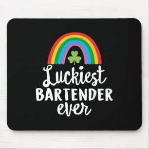 Luckiest Rtender Ever St Patrick Day Shamrocks Mouse Pad