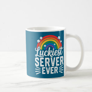 Luckiest server st patricks day rainbow shamrock coffee mug
