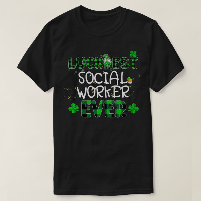 Luckiest Social Worker Ever St Patricks Day Social T-Shirt (Design Front)