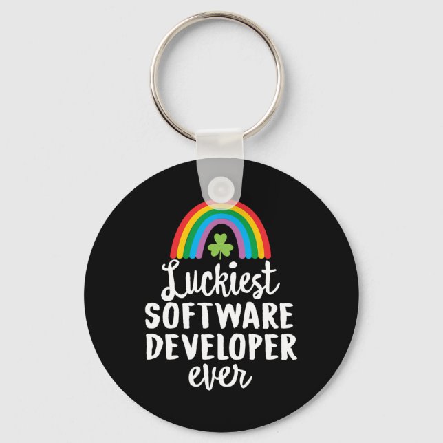 Luckiest Software Developer Ever St Patrick Day Sh Key Ring (Front)
