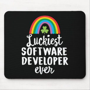 Luckiest Software Developer Ever St Patrick Day Sh Mouse Pad