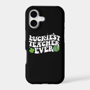 Luckiest Teacher Ever Disco Ball Shamrock Groovy