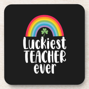 Luckiest Teacher Ever School Gift St Patricks Day  Coaster
