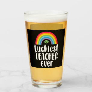 Luckiest Teacher Ever School Gift St Patricks Day Glass