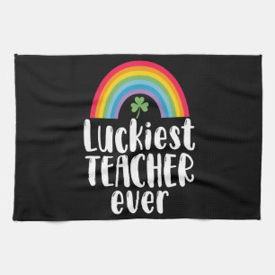 Luckiest Teacher Ever School Gift St Patricks Day  Tea Towel