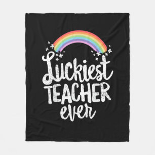 Luckiest Teacher Ever St Patricks Day T-Shirt Scho Fleece Blanket
