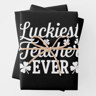 Luckiest Teacher Ever Teaching St Patrick's Day Wrapping Paper Sheet