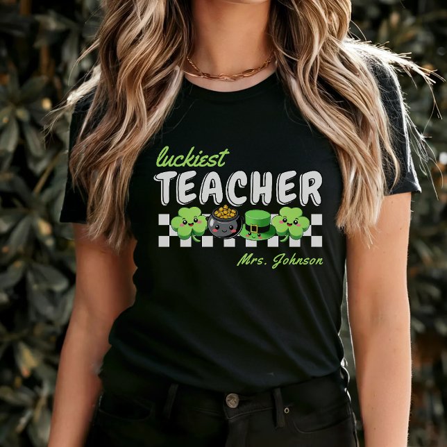 Luckiest Teacher Retro St. Patrick's Day Black T-Shirt (Luckiest Teacher Retro St. Patrick's Day Black T-Shirt
)
