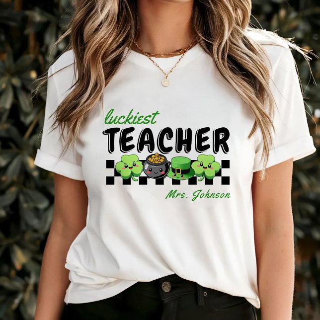 Luckiest Teacher Retro St. Patrick's Day White T-Shirt (Luckiest Teacher Retro St. Patrick's Day White T-Shirt
)
