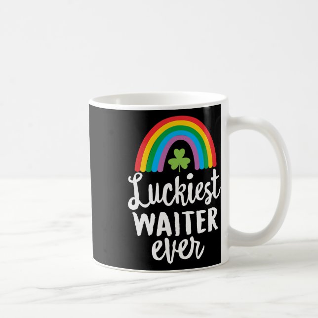 Luckiest Waiter Ever St Patrick Day Shamrocks  Coffee Mug (Right)