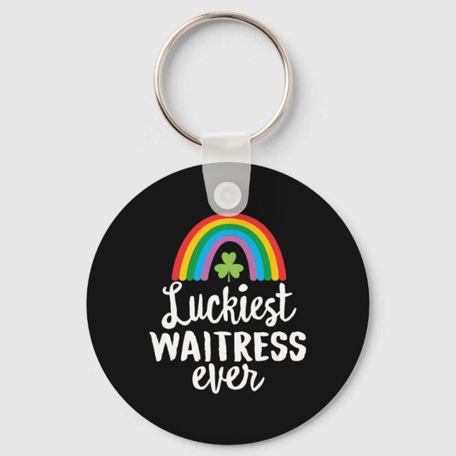 Luckiest Waitress Ever St Patrick Day Shamrocks  Key Ring (Front)