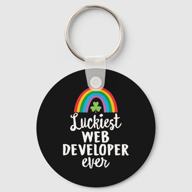Luckiest Web Developer Ever St Patrick Day Shamroc Key Ring (Front)