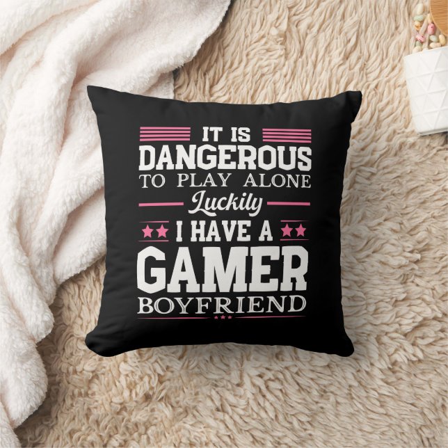Luckily I Have A Gamer Girlfriend Funny Couple Cushion (Blanket)