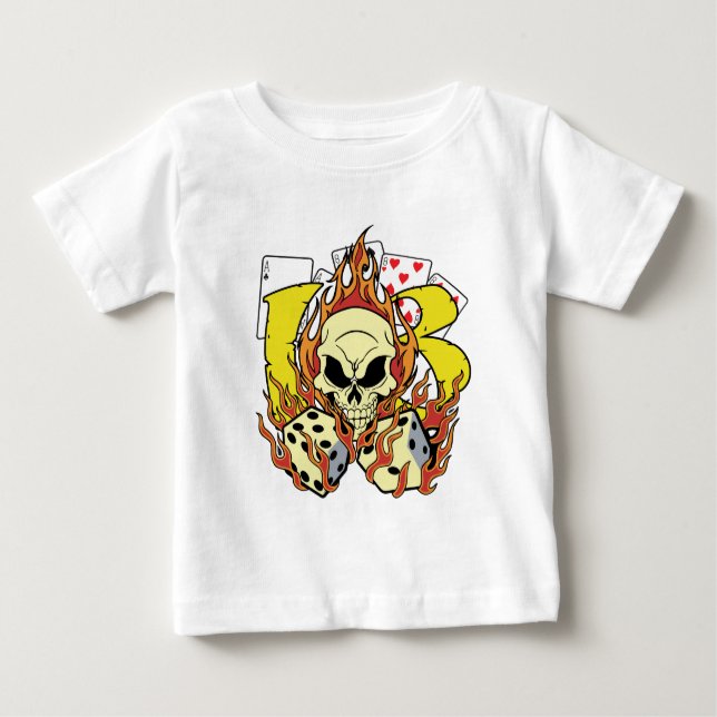 Lucky 13 Dice and Skull Baby T-Shirt (Front)