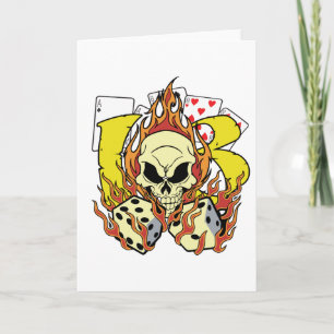 Lucky 13 Dice and Skull Card