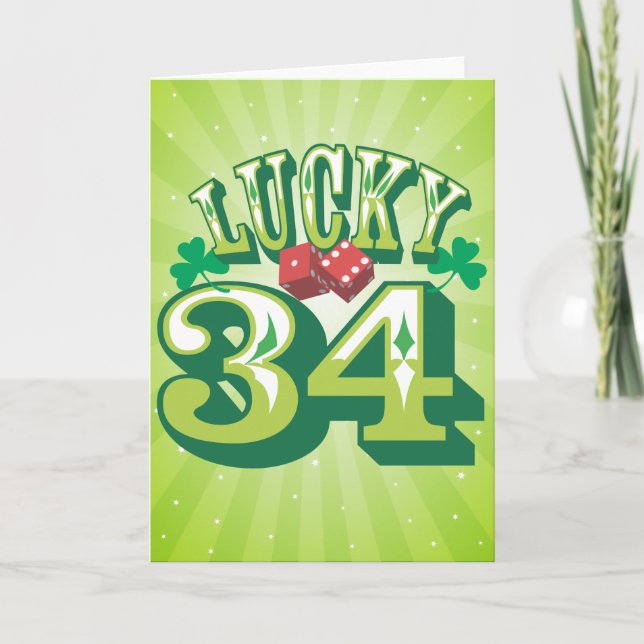 Lucky 34 Birthday Card (Front)