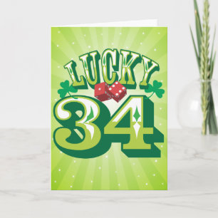 Lucky 34 Birthday Card