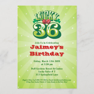 Lucky 36 - Custom Birthday Party Invitation