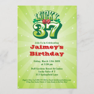 Lucky 37 - Custom Birthday Party Invitation