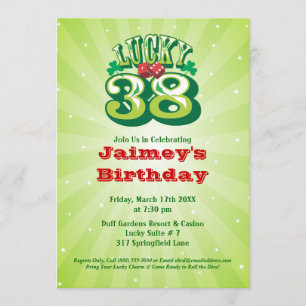 Lucky 38 - Custom Birthday Party Invitation