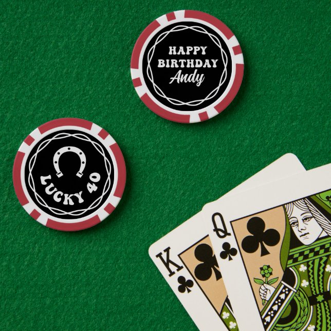 Lucky 40th Birthday Casino Night Custom Poker Chips (Poker Table (Double))