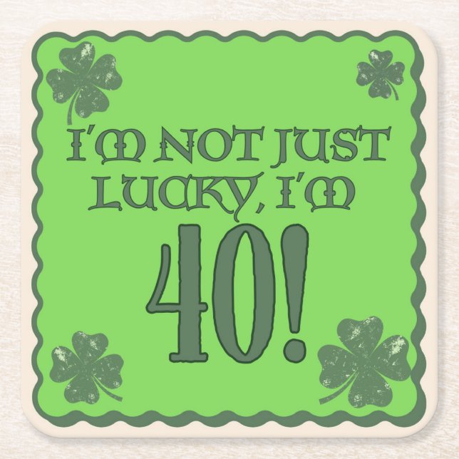 Lucky 40th Birthday Coaster (Front)