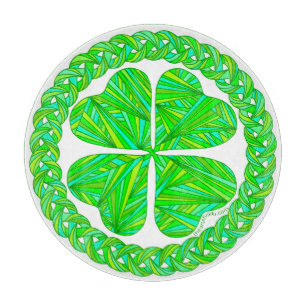 Lucky 4 Leaf Clover Celtic Shamrock Green Irish Cutting Board