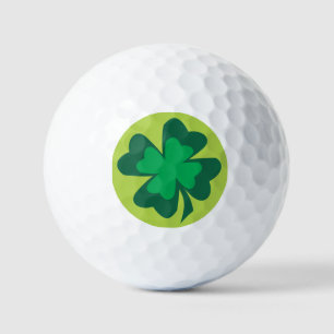 Lucky 4 Leaf Clover On Lime Green Background Golf Balls