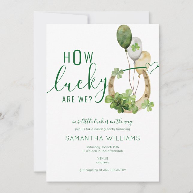 Lucky 4 Leaf Clover St. Patrick Irish Baby Shower Invitation (Front)