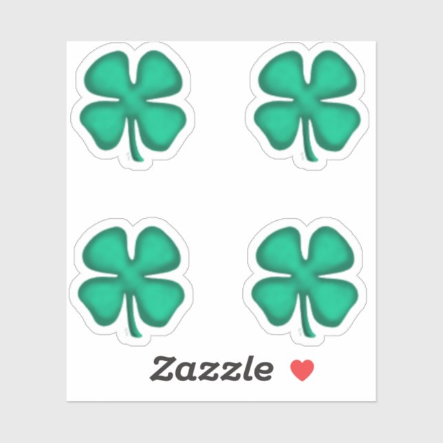 Lucky 4 Leaf Irish Clover 4 small contour stickers (Sheet)