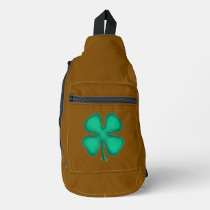 Lucky 4 Leaf Irish Clover brown backpack