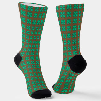 Lucky 4 Leaf Irish Clover brown premium socks